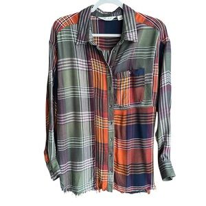 Mix Match Oversized Flannel Soft  Raw Finished Edge S